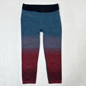Athleta Relay Capri Legging Womens XS Teal Red Ombre‎ Workout Midrise Yoga